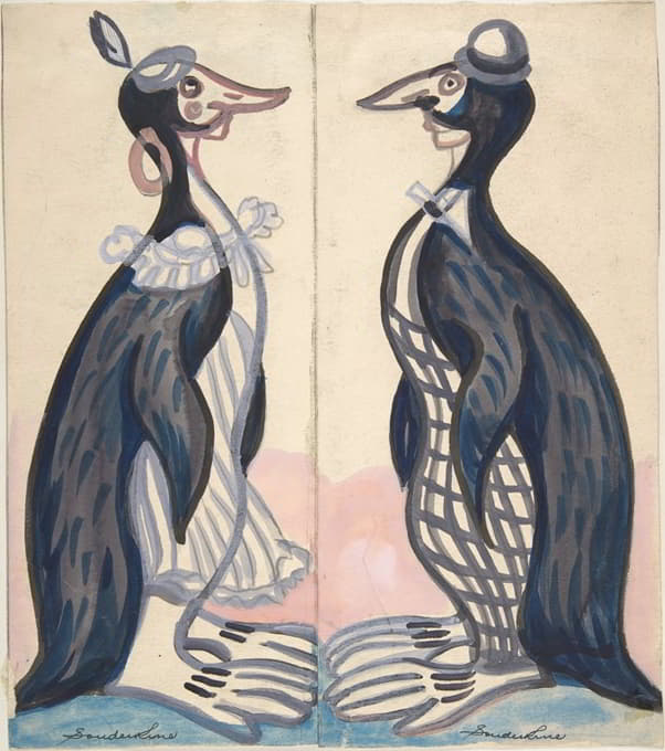 两只企鹅，雄性和雌性