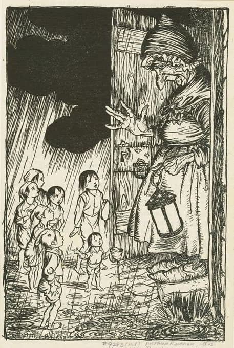 Arthur Rackham - Little Thumbling and his brothers find their way home