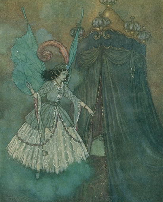 Edmund Dulac - He found herself face to face with a stately and beautiful lady.
