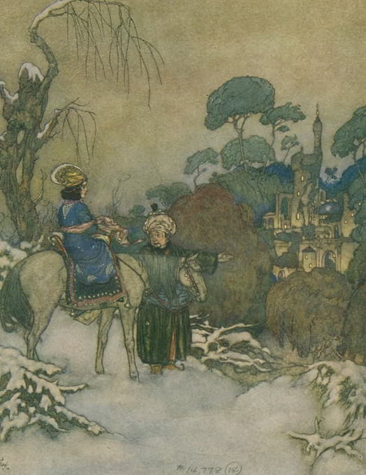 Edmund Dulac - Soon they caught sight of the castle in the distance.