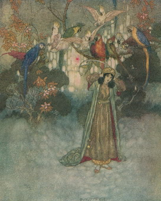 Edmund Dulac - These no sooner saw Beauty than they began to scream and chatter.