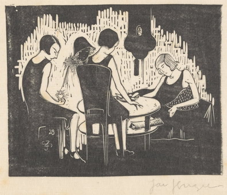 四个女人坐在一张桌子旁