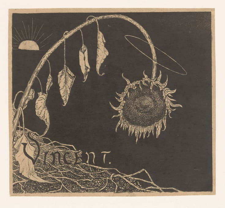 Richard Nicolaüs Roland Holst - Omslagontwerp voor; Richard Roland Holst, Tentoonstelling der nagelaten werken van Vincent Van Gogh, 1892