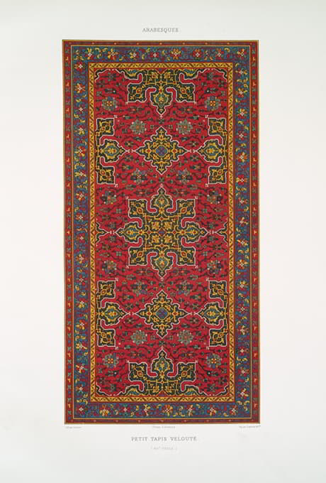 Émile Prisse d'Avennes - Arabesques ; petit tapis velouté (XIVe. siècle)