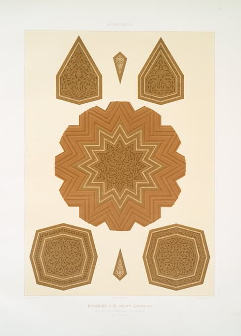 阿拉伯花纹；El Nesfy-Qeyçoun清真寺；米哈拉布木制品详图（14世纪）；2、