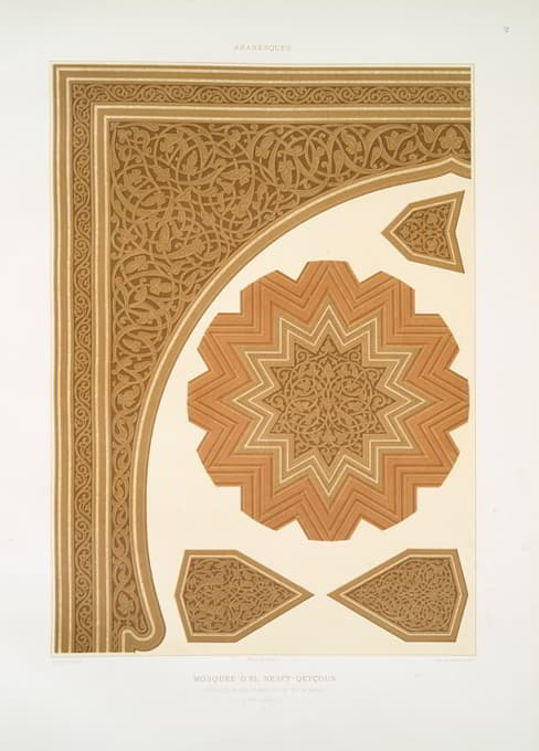 阿拉伯花纹；El Nesfy-Qeyçoun清真寺；米姆巴装饰详图（14世纪）；1、