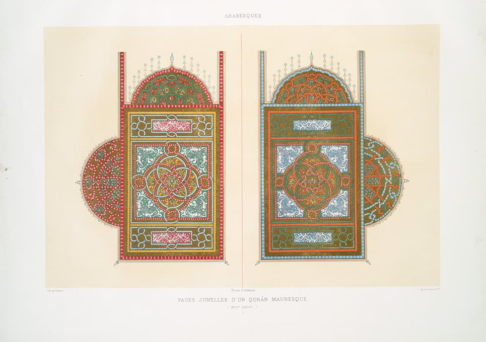 Émile Prisse d'Avennes - Arabesques; pages jumelles d’un Qorân mauresque (XVIIIe. siècle); 9