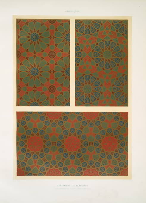 Émile Prisse d'Avennes - Arabesques; spécimens de plafonds; dispositions de dodécagones étoilés