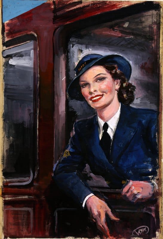 Anonymous - WRNS rating at railway carriage