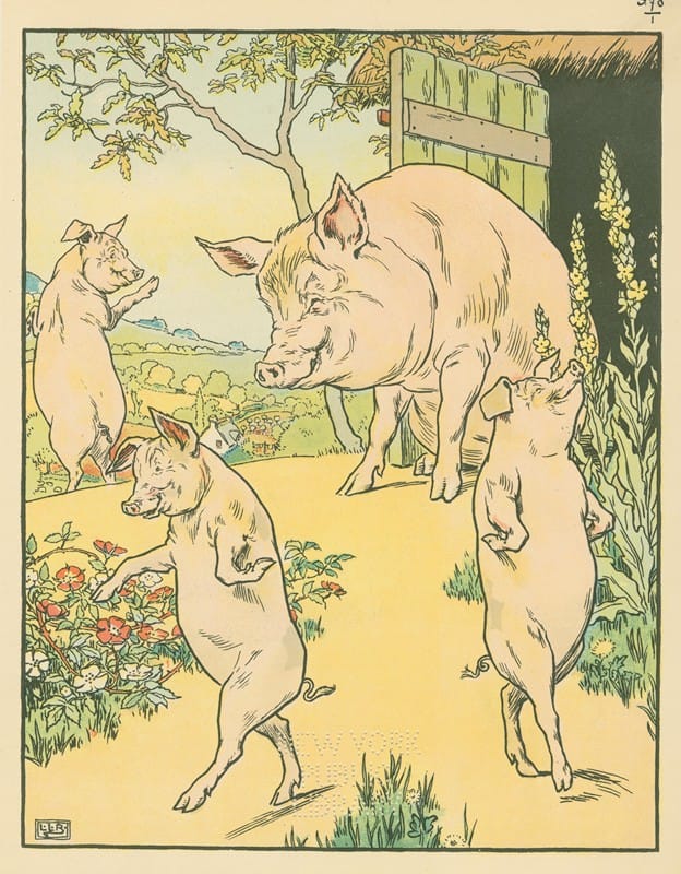 Leonard Leslie Brooke - Four pigs