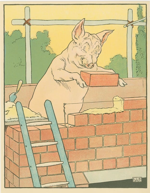 Leonard Leslie Brooke - Pig builds his brick house