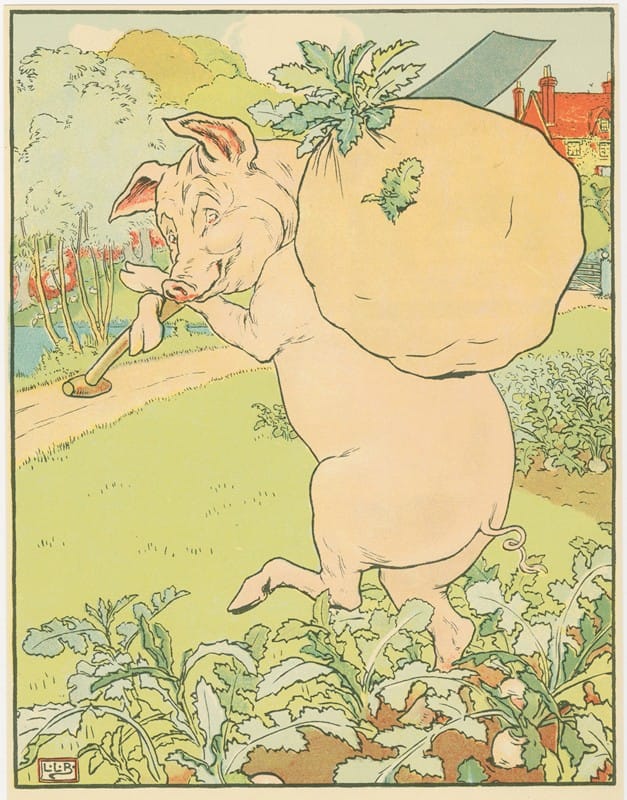 Leonard Leslie Brooke - A pig in the garden