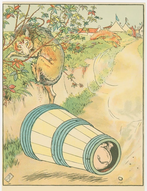 Leonard Leslie Brooke - Pig rolls down the hill in a barrel