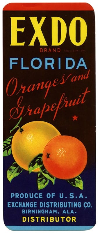 Anonymous - EXDO Brand Florida Oranges and Grapefruits Citrus Label