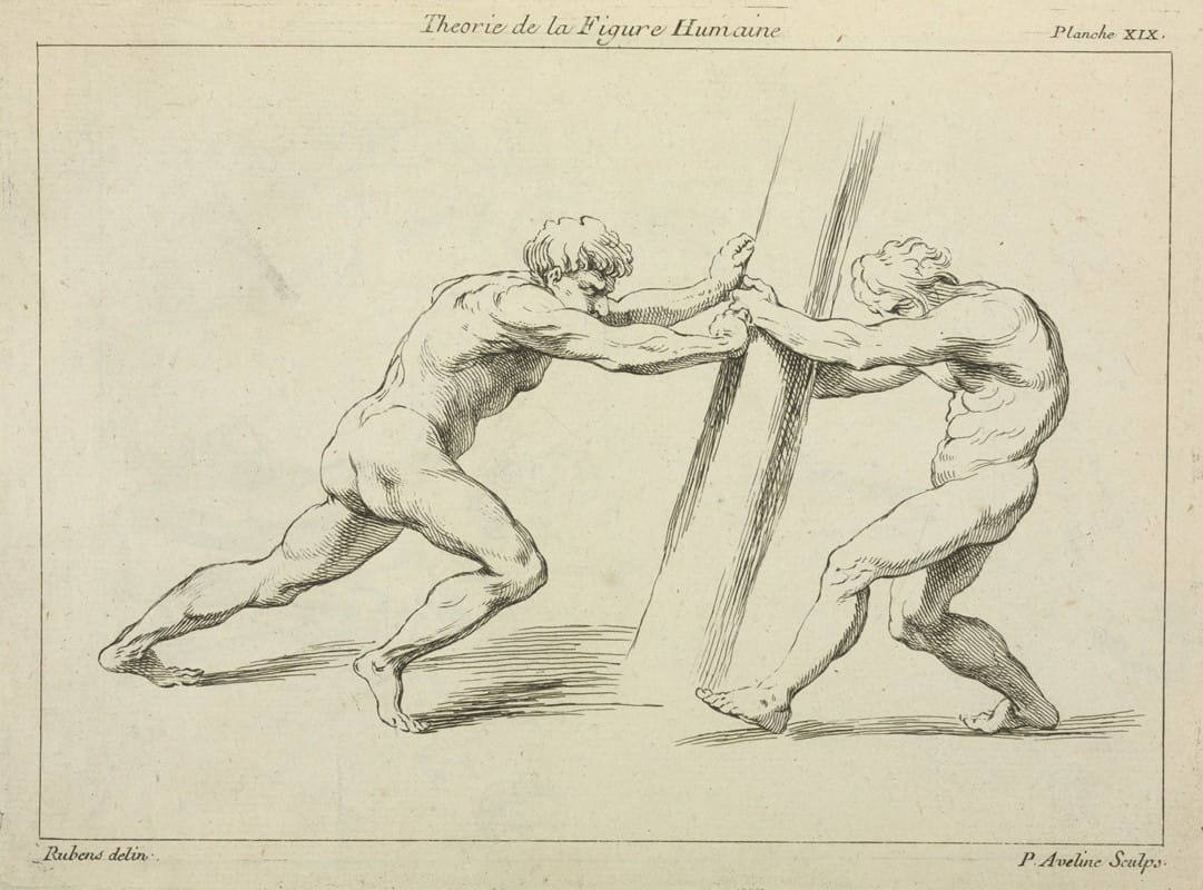 Peter Paul Rubens - Two figures straining against a post