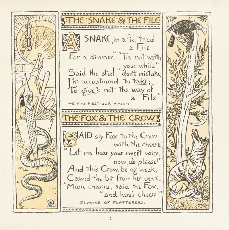 Walter Crane - The Snake and the File, The Fox and the Crow