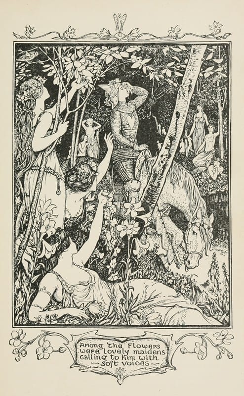 Henry Justice Ford - Among the Flowers were lovely Maidens calling to him with soft Voices