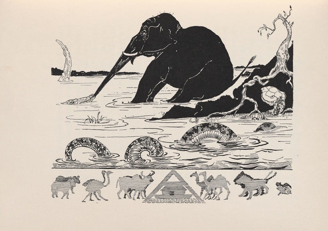 Rudyard Kipling - This is the Elephant’s Child having his nose pulled by the Crocodile