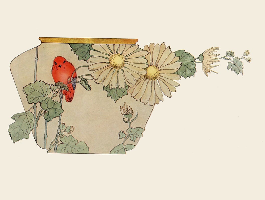 Henrietta Barclay Paist - Red Bird & Flowers