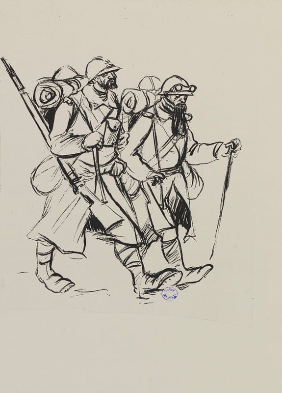 Georges Goursat (Sem) - Deux soldats marchant sur la droite