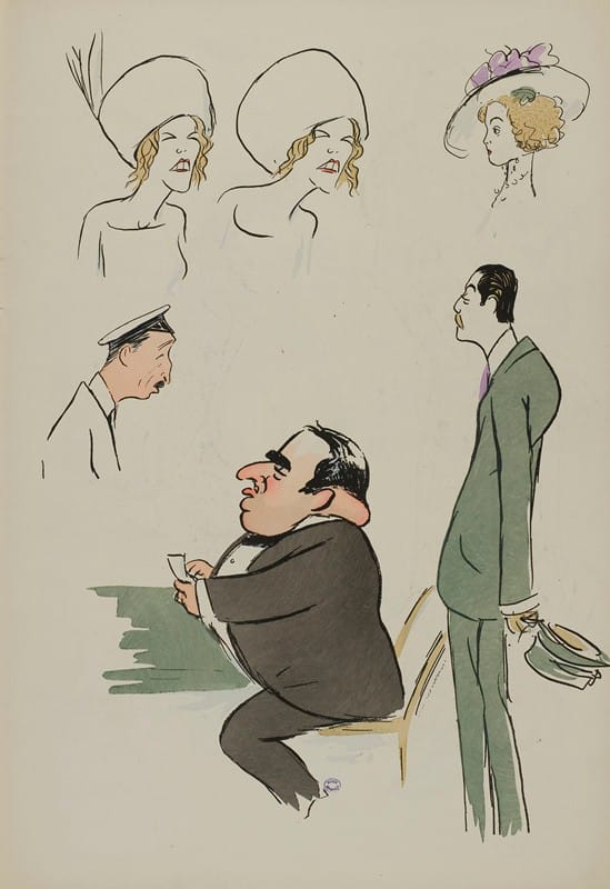 Georges Goursat (Sem) - Mme Meuges, Mme Hébrard, M Denfert-Rochereau, Rodolphe Teutch, Constant Say