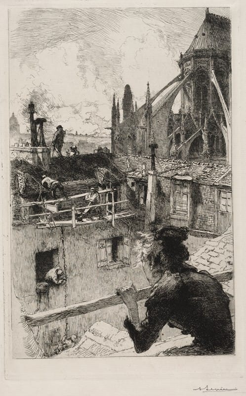 Auguste Louis Lepère - Sur les Toits pres Notre Dame