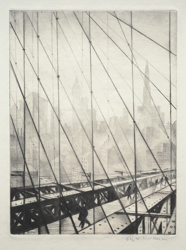 Christopher R. W. Nevinson - Looking through Brooklyn Bridge