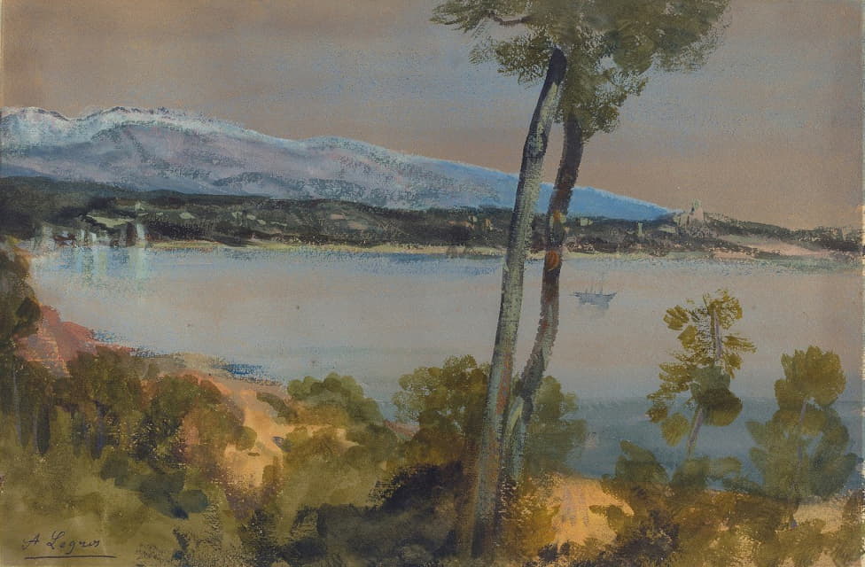 Alphonse Legros - Mountains Seen beyond a Lake