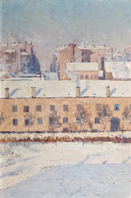 Axel Lindman - A Winter Scene. Motif from Southern Stockholm