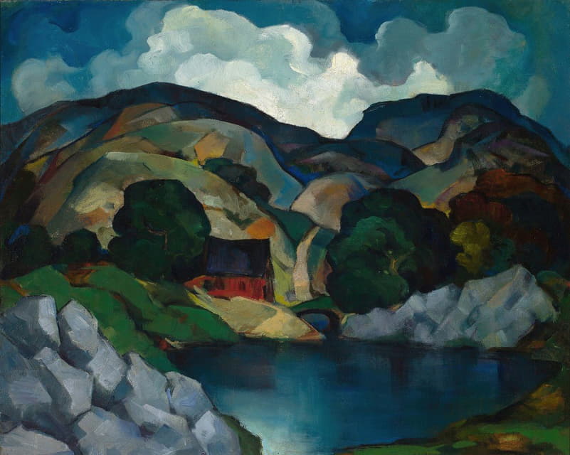 E. Oscar Thalinger - River Landscape with House
