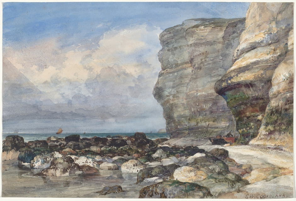 Edward William Cooke - The Rocky Beach and Cliffs at Fécamp