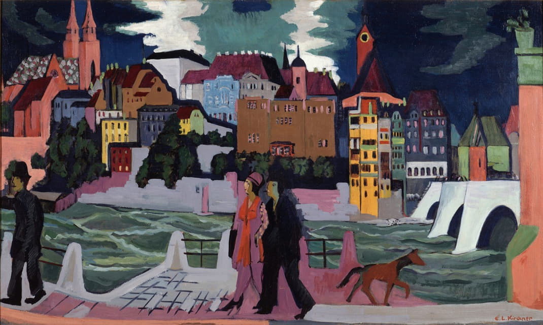 Ernst Ludwig Kirchner - View of Basel and the Rhine