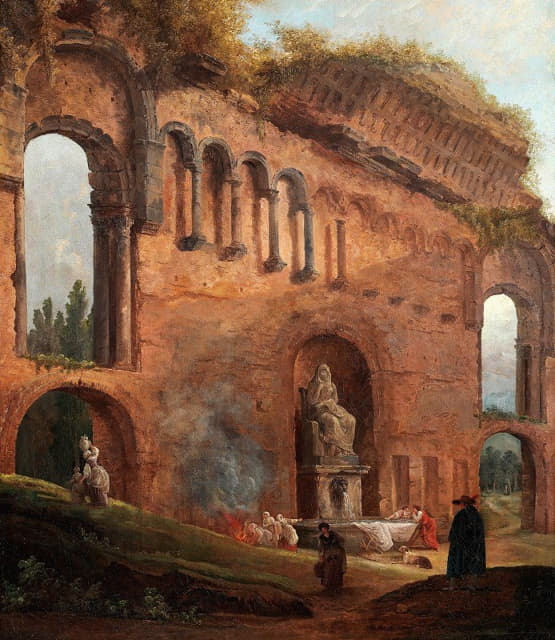 Hubert Robert - Roman ruins with laundresses