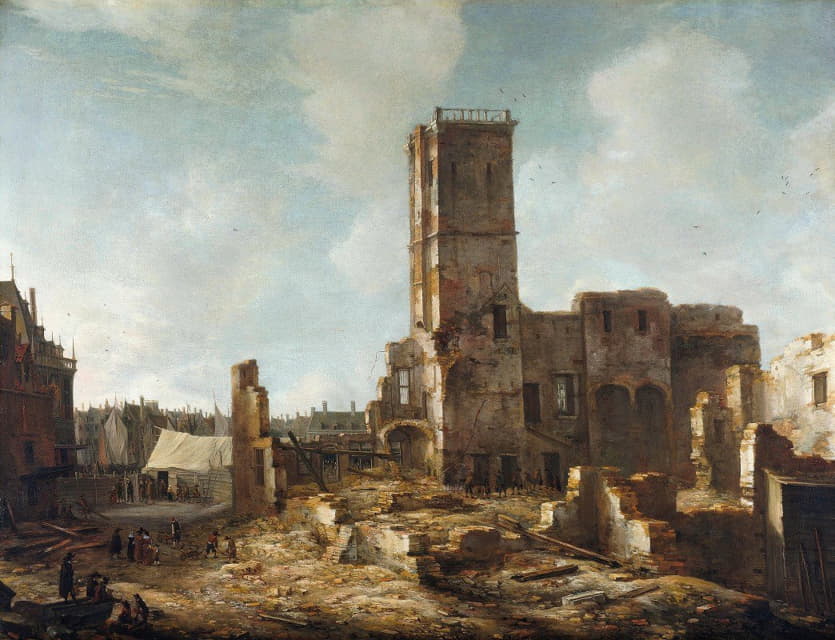 1652年7月7日大火后阿姆斯特丹旧市政厅的废墟