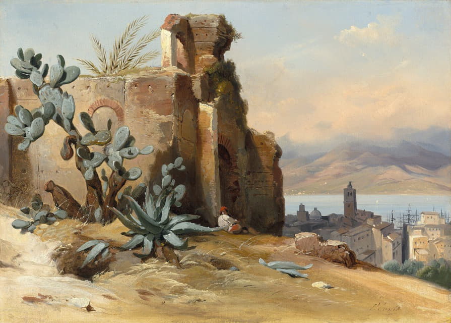 Jean-Charles Joseph Rémond - Ancient Ruins near Messina,Sicily