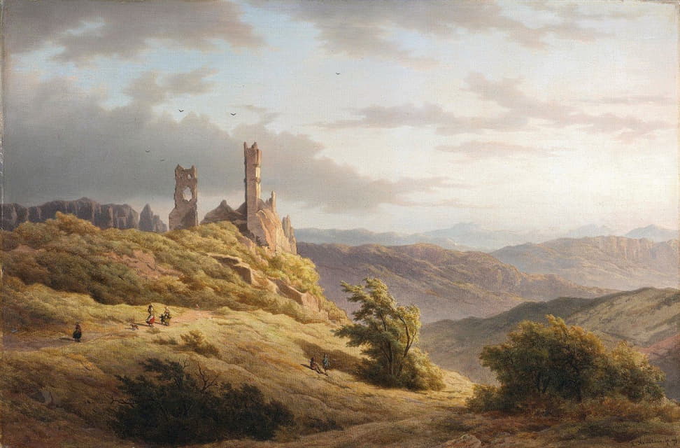 Louwrens Hanedoes - Mountainous Landscape with a Ruin