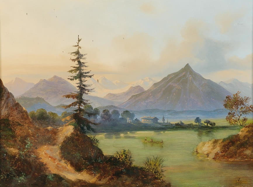 Adolf Heinrich Lier - Lake In A Mountain Landscape