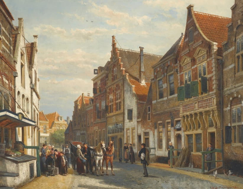 Cornelis Springer - The Wijdstraat, Oudewater, In Summer
