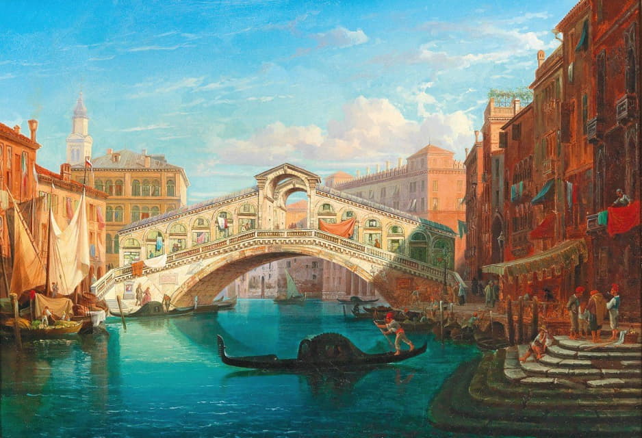 Gustaf Wilhelm Palm - Venice, View Of The Rialto Bridge