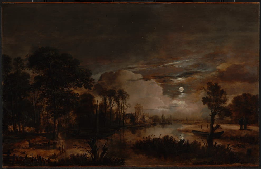 月光下的新阿姆斯特尔河和科斯特维尔伦城堡景观