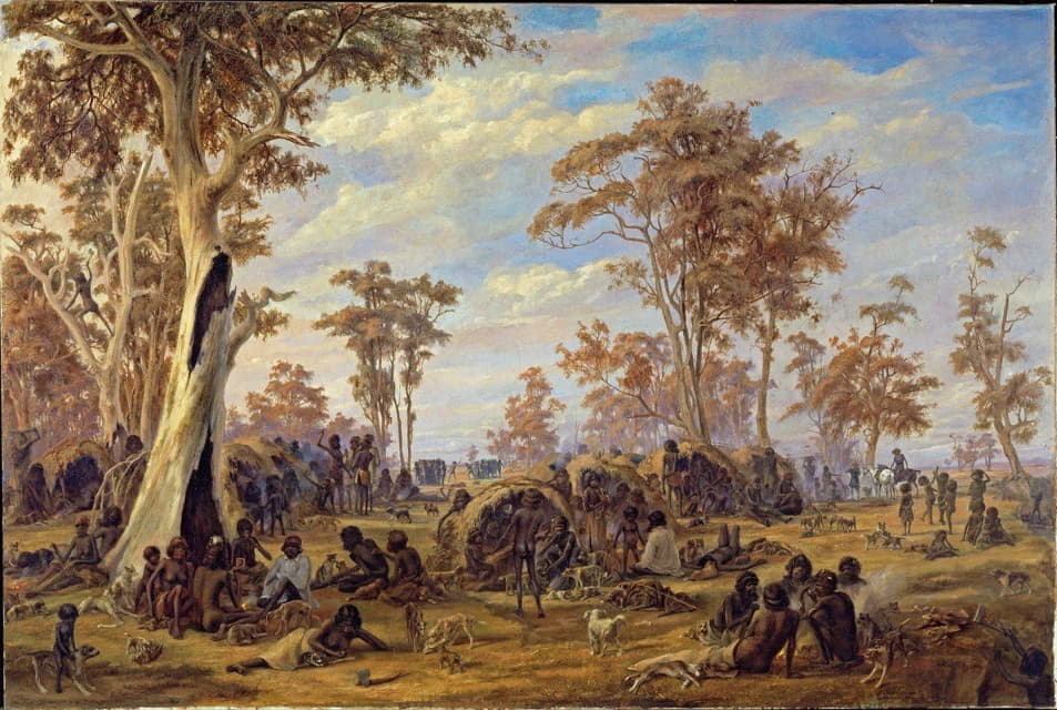 Alexander Schramm - Adelaide, a tribe of natives on the banks of the river Torrens