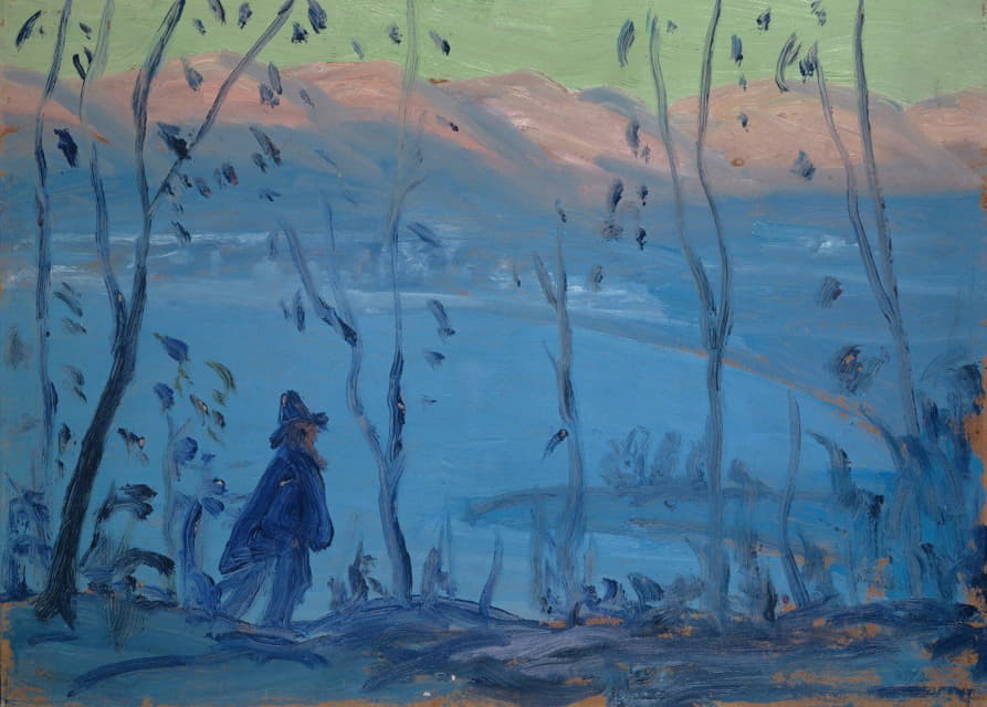 Ernst Schiess - Evening Walk Above a Southern Lake