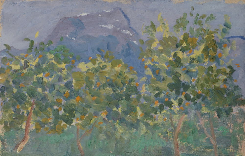 Ernst Schiess - Orange Trees and Distant Mountain