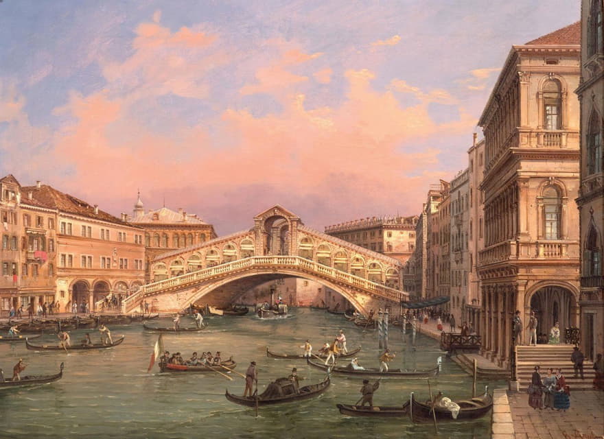 Giovanni Grubacs - Venice, A View Of The Rialto Bridge