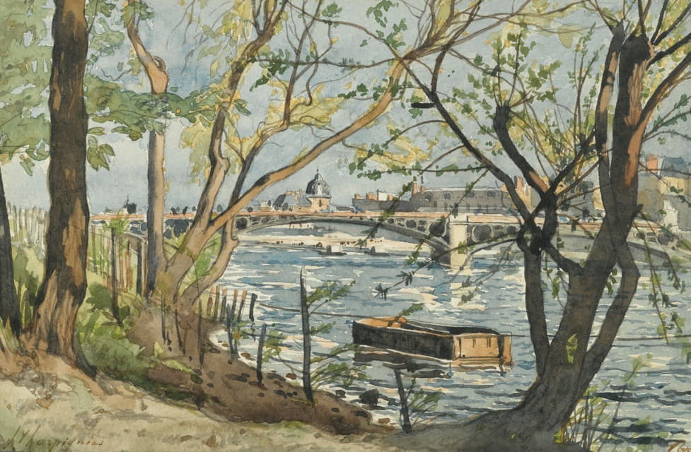 Henri-Joseph Harpignies - Paris, View Of The Seine With The Carrousel Bridge