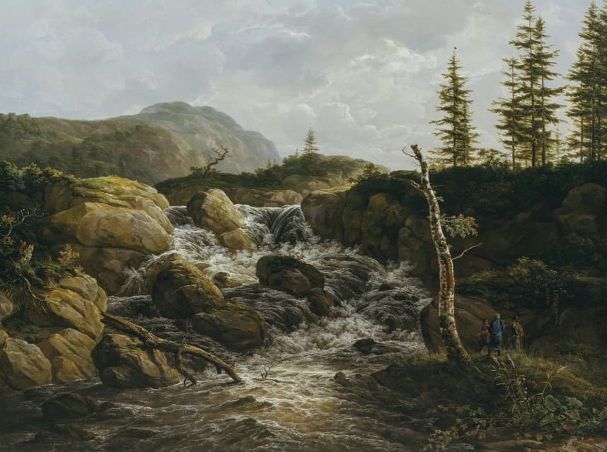 Johan Christian Dahl - Mountainous Landscape with a Waterfall, Norway