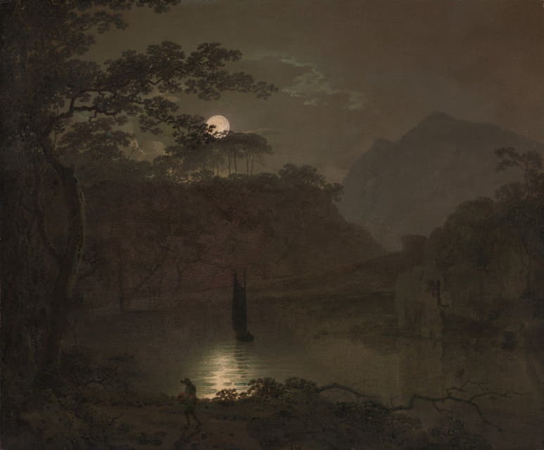 Joseph Wright of Derby - A Lake by Moonlight