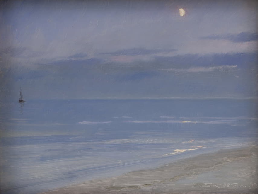 月光下的斯卡根海滩