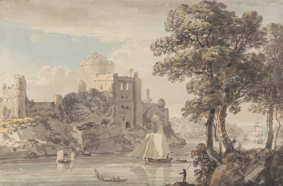 Paul Sandby - A Castle on a River