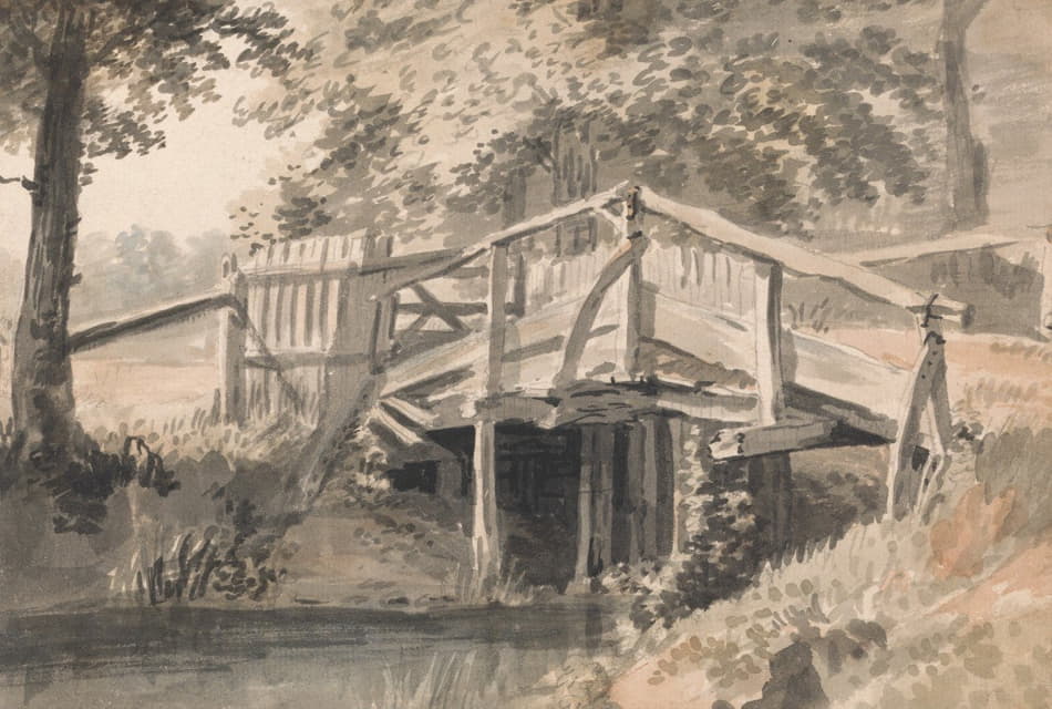 Paul Sandby - Stream and Wooden Bridge